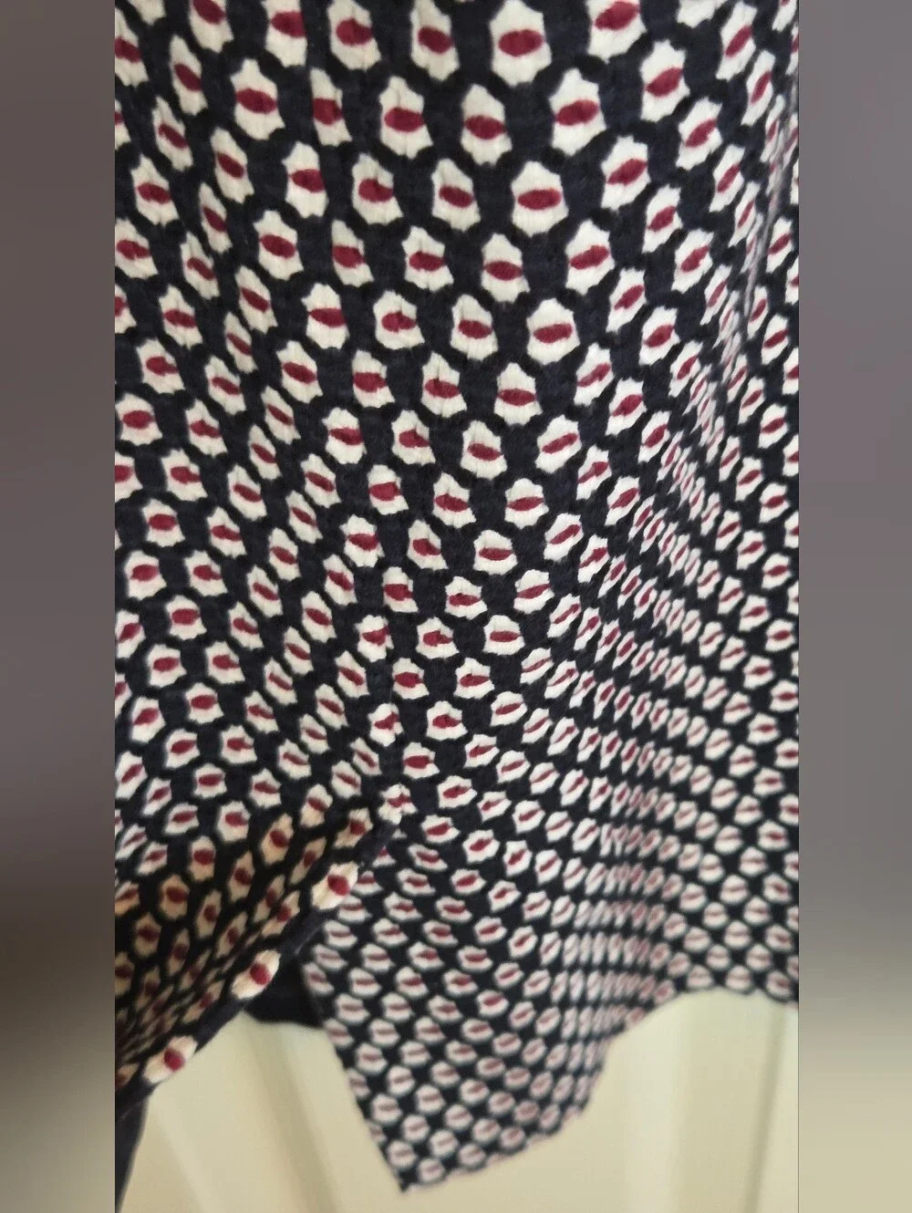 J.Crew Cap Sleeve Matelasse Sheath Dress Navy Red Geometric Dot Lined Size 00
